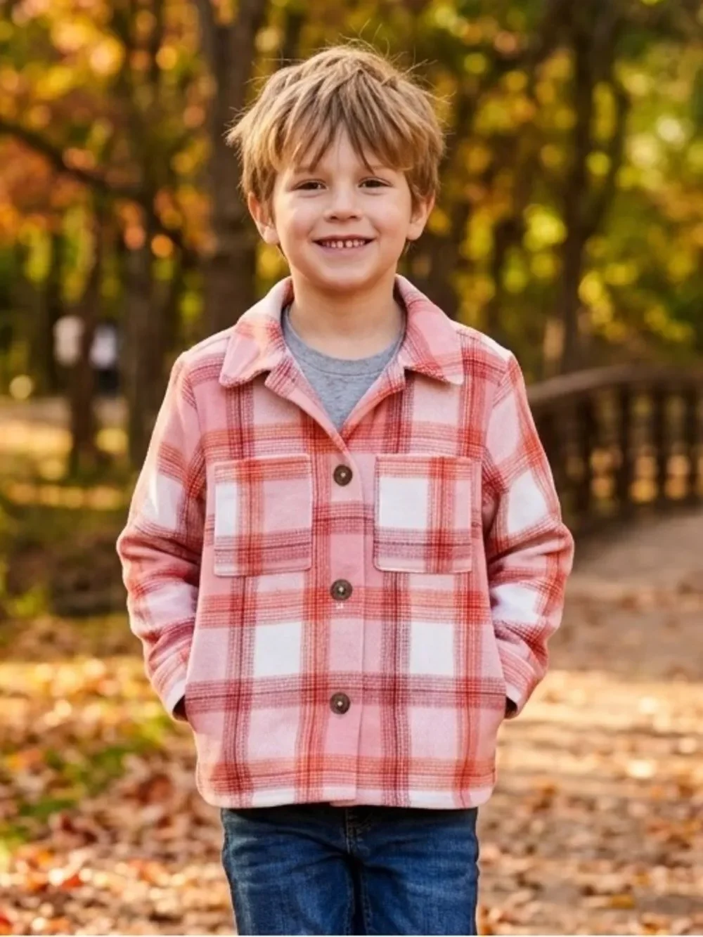 Take 50% OFF- Old Navy Coral and Orange Plaid Button-Front Shacket, Size-6